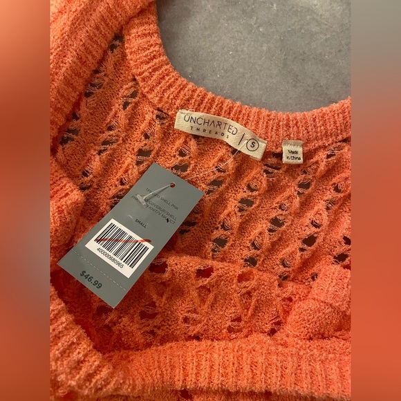 NWT Uncharted Threads Size S Coral Stretchy Knit Crochet Terry Cover Up Dress - Picture 12 of 13